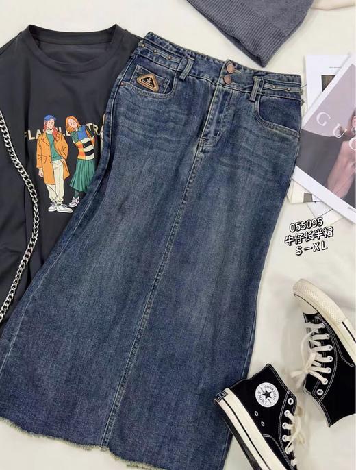 女牛仔长半裙55095 商品图1