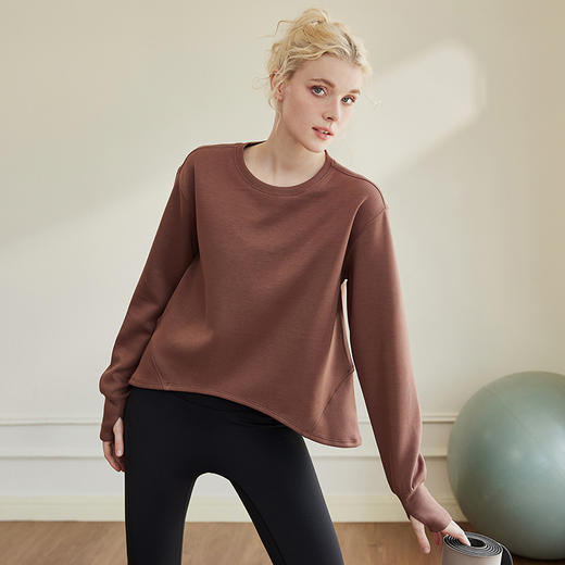 2023秋冬新款时尚气质宽松显瘦套指卫衣舒适挺阔圆领空气层长袖女HY 00 8960 商品图1