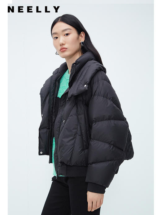 翻领羽绒服女短款慵懒风NEELLY纳俪商场同款休闲韩版泡芙羽绒外套N23102L01063 商品图1
