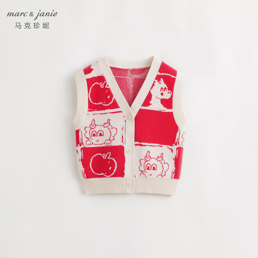 马克珍妮秋冬装新款 女童国潮小龙人毛衣针织马甲 232088 商品图0