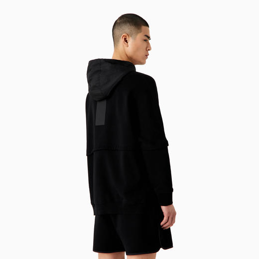 EMPORIO ARMANI 阿玛尼 男士棉质宽松版型可脱卸袖连帽运动卫衣 黑色 6R1MBV 1JWPZ 0999 商品图2