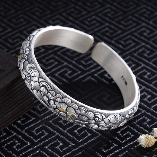 子佩集S999银【美人赋】手镯【YS022】带金色嵌真金2309 商品图1