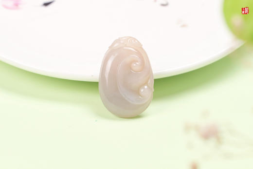 和田玉藕粉【如意】吊坠  配精美挂绳 商品图4