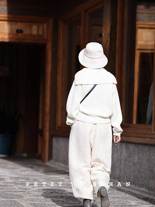 PETIT SCHAN小闪 CLO#367 lotus in snow 雪中莲 松紧腰棉羊毛混纺秋冬厚款萝卜裤 商品图5