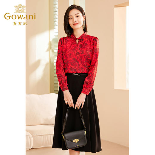 乔万尼衬衫秋季新款女长袖提花设计洋气时髦春秋ET3C641 商品图1