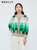 圆领绿色格子毛衣女NEELLY纳俪商场同款时尚设计感绵羊毛针织开衫N23102A01042 商品缩略图0