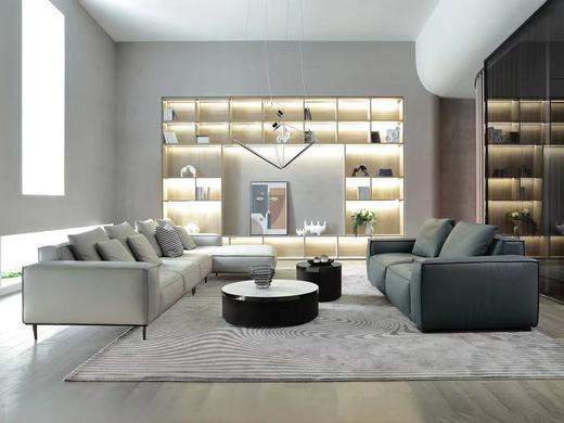 栖居 简奢 1+3+坐左贵妃沙发 纳帕黄牛皮+全实不框架+黑钵不锈钢底架[免费送装，偏远地区除外] 商品图1