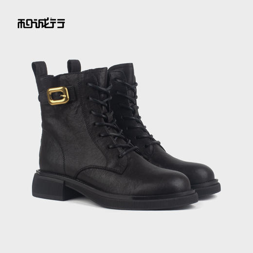 和诚行 2023秋冬新款厚底马丁靴女时尚百搭英伦风短靴0460233 商品图4
