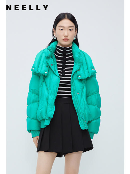 翻领羽绒服女短款慵懒风NEELLY纳俪商场同款休闲韩版泡芙羽绒外套N23102L01063 商品图4