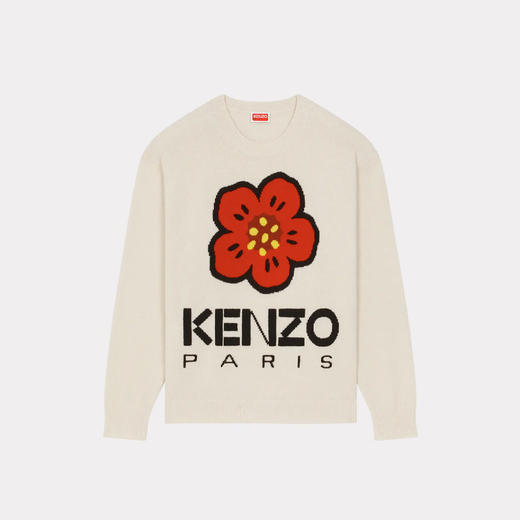 KENZO 高田贤三 男士海棠花徽标印花羊毛针织衫 白色 FD65 PU427 3LD 02 商品图0