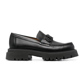 【二】FERRAGAMO 菲拉格慕 男士字母徽标厚底乐福鞋 黑色 762676