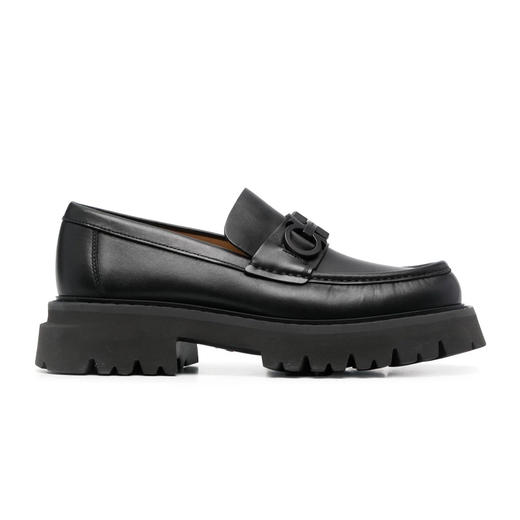 【一】FERRAGAMO 菲拉格慕 男士字母徽标厚底乐福鞋 黑色 762676 商品图0