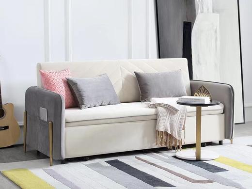 奥美 轻奢沙发床 亲肤绒布+五金功能架+实木框架+镀金脚[免费送装，偏远地区除外] 商品图0