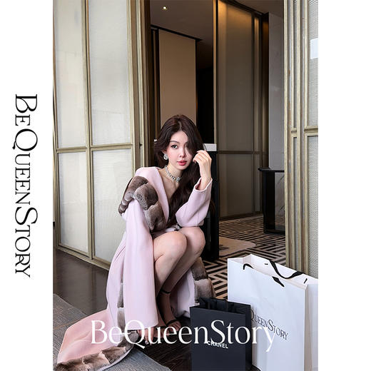 BeQueenStory【龙猫传说】设计感秋冬时尚长款气质羊绒羊毛外套女 商品图2