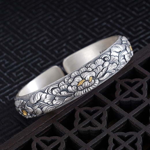 子佩集S999银【美人赋】手镯【YS022】带金色嵌真金2309 商品图3