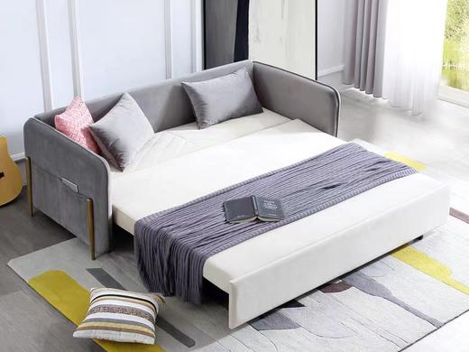 奥美 轻奢沙发床 亲肤绒布+五金功能架+实木框架+镀金脚[免费送装，偏远地区除外] 商品图1