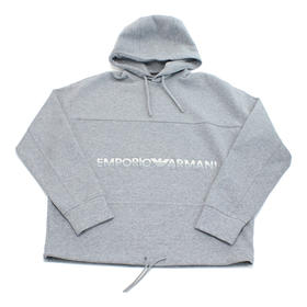 EMPORIO ARMANI 阿玛尼 男士棉质字母徽标印花连帽卫衣 浅灰色 6R1MCM 1JHSZ 0630