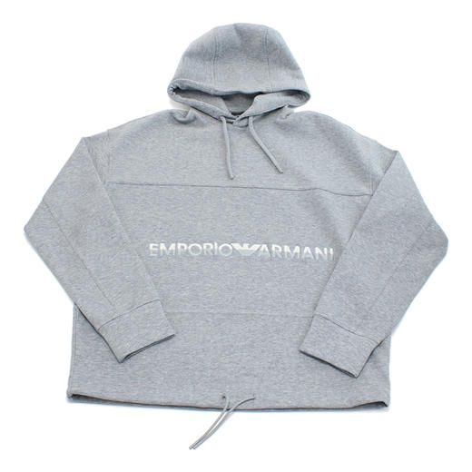EMPORIO ARMANI 阿玛尼 男士棉质字母徽标印花连帽卫衣 浅灰色 6R1MCM 1JHSZ 0630 商品图0
