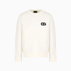 EMPORIO ARMANI 阿玛尼 男士EA徽标压花刺绣双面平纹针织运动卫衣 白色 8N1ML7 1JHSZ 0101