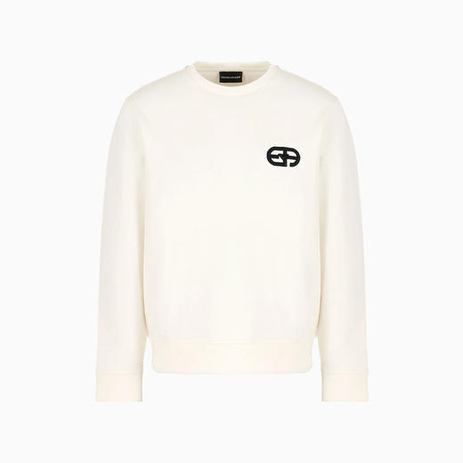 EMPORIO ARMANI 阿玛尼 男士EA徽标压花刺绣双面平纹针织运动卫衣 白色 8N1ML7 1JHSZ 0101 商品图0