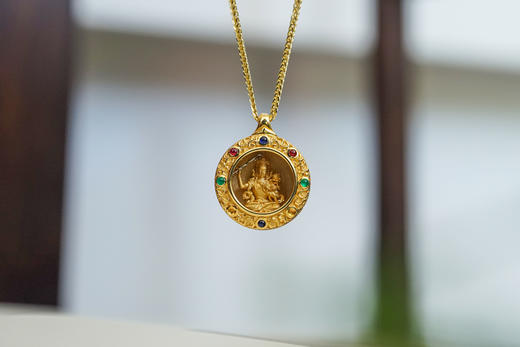 18K+22K金文殊菩萨嘎乌盒 吊坠 特价 商品图0