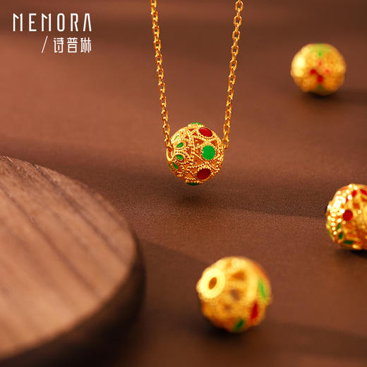 【任选3件1998元】黄金玲珑绣球吊坠女款足金花丝国潮风锦绣金球金秋素金挂坠子MEMORA诗普琳HPE17701（线上专供） 商品图8