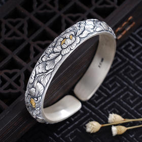 子佩集S999银【美人赋】手镯【YS022】带金色嵌真金2309