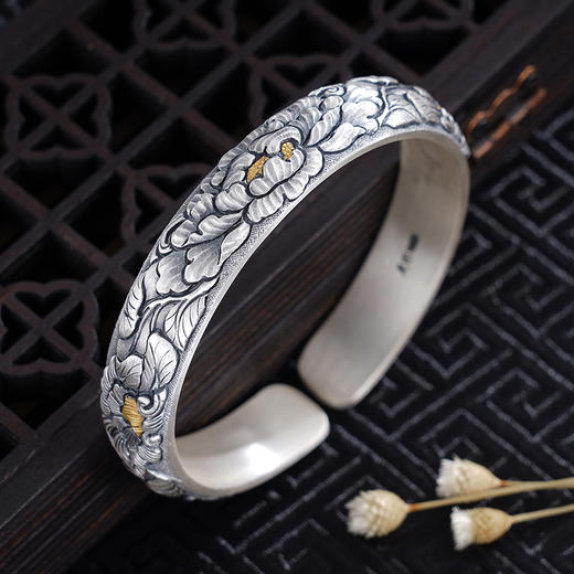 子佩集S999银【美人赋】手镯【YS022】带金色嵌真金2309 商品图2