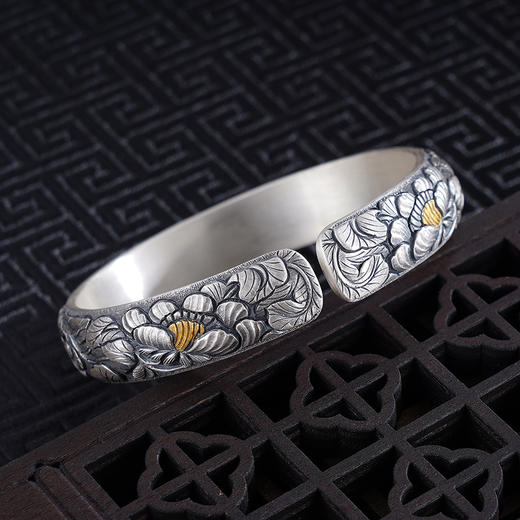 子佩集S999银【美人赋】手镯【YS022】带金色嵌真金2309 商品图4