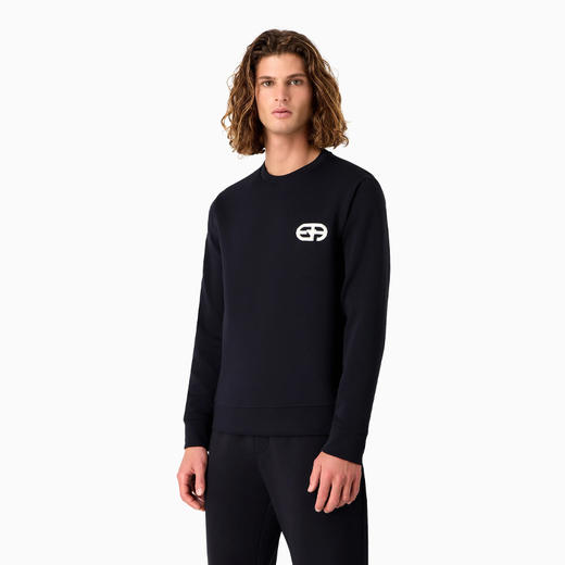 【三】EMPORIO ARMANI 阿玛尼 男士EA徽标压花刺绣双面平纹针织运动卫衣 深蓝色 8N1ML7 1JHSZ 0920 商品图1