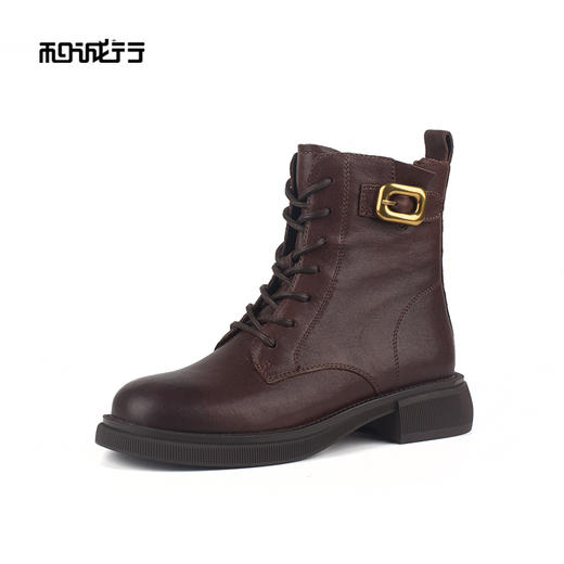 和诚行 2023秋冬新款厚底马丁靴女时尚百搭英伦风短靴0460233 商品图1