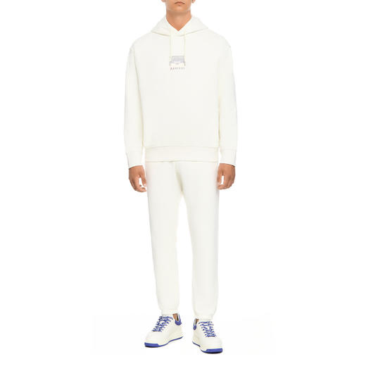 EMPORIO ARMANI 阿玛尼 男士徽标刺绣棉质连帽卫衣 白色 6R1MCN 1JWPZ 0128 商品图3