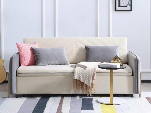 奥美 轻奢沙发床 亲肤绒布+五金功能架+实木框架+镀金脚[免费送装，偏远地区除外] 商品图2