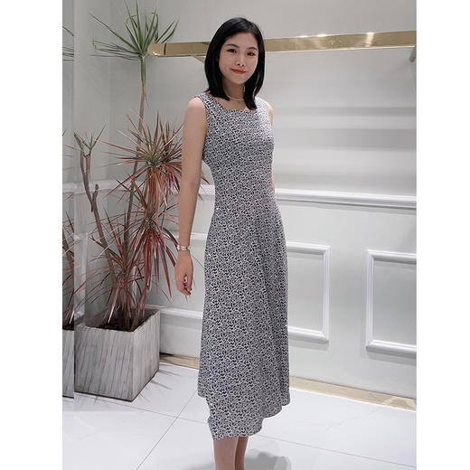 EIIR司歌黑白方领无袖背心连衣裙礼服抽绳显瘦优雅EA881421 商品图4