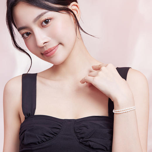 周六福S925银淡水珍珠手链 双层手链优雅时尚复古手饰送女友礼物 商品图3