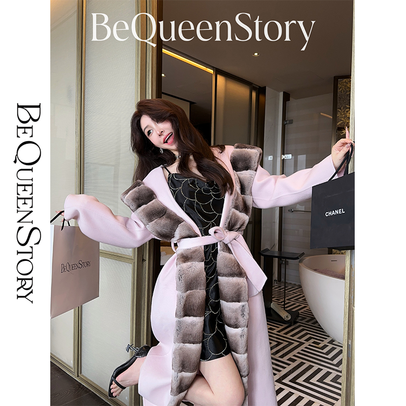 BeQueenStory【龙猫传说】设计感秋冬时尚长款气质羊绒羊毛外套女