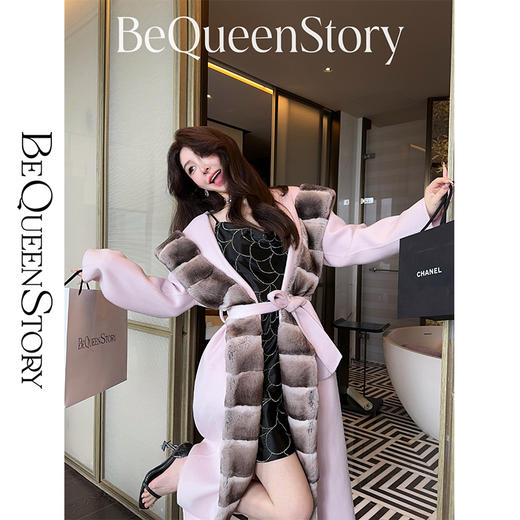 BeQueenStory【龙猫传说】设计感秋冬时尚长款气质羊绒羊毛外套女 商品图0