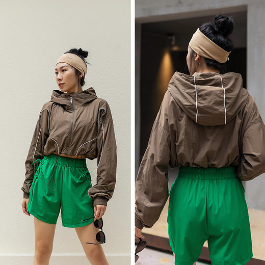 【户外防风面料】反光拼接连帽运动防风衣外套 商品图7