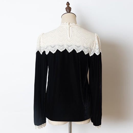 一姐美学|蕾丝丝绒拼接套头衫 商品图1