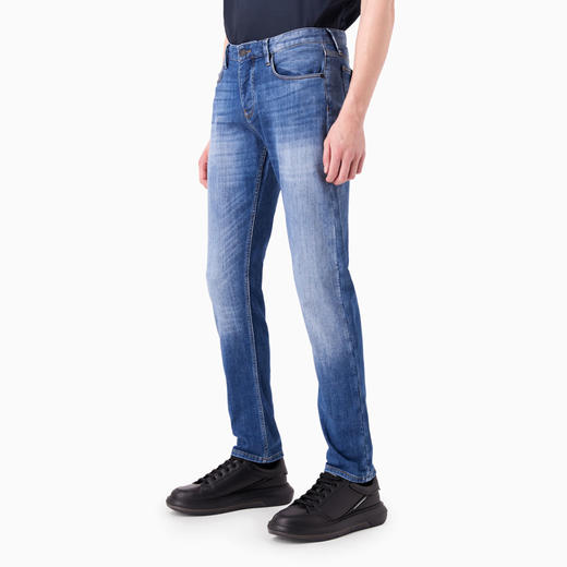 EMPORIO ARMANI 阿玛尼 男士 J75 修身水洗弹力休闲牛仔裤 蓝色 6R1J75 1D09Z 0942 商品图1