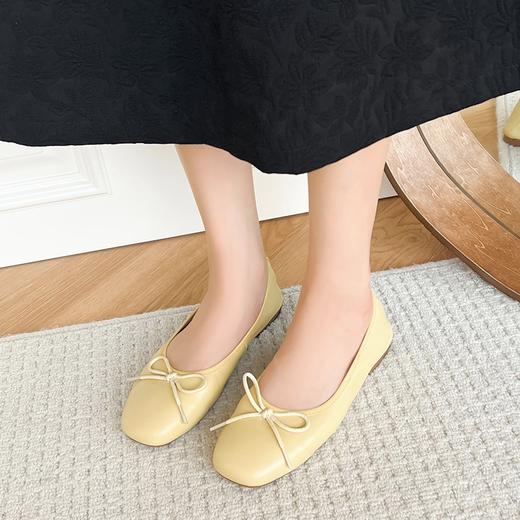 ZHR百搭蝴蝶结单鞋女2023新款平底芭蕾鞋低跟一脚蹬豆豆鞋小香风 商品图4