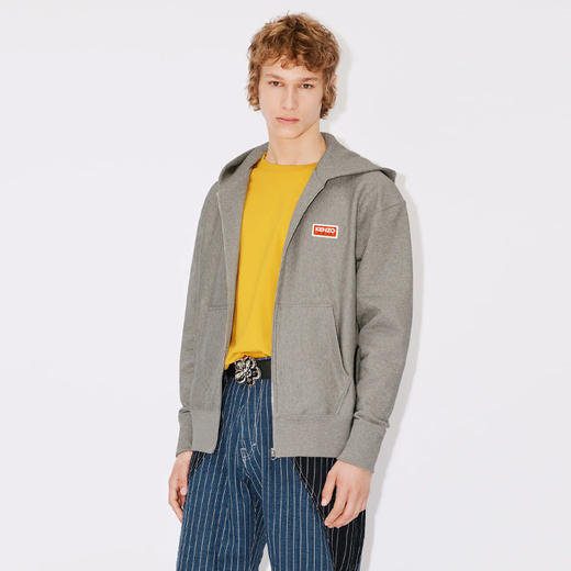 KENZO 高田贤三 男士徽标印花拉链连帽卫衣 浅灰色 FD65 SW100 4ME 94 商品图1