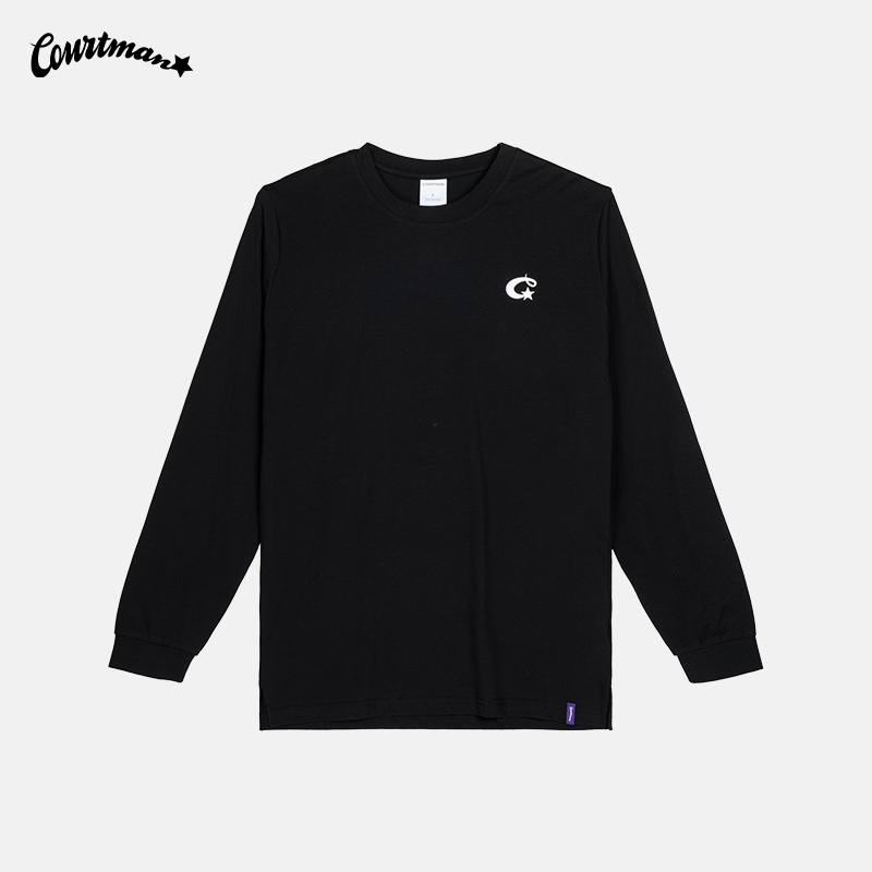 COURTMAN长袖T恤C星印花2023秋季新品运动休闲美式百搭宽松上衣潮