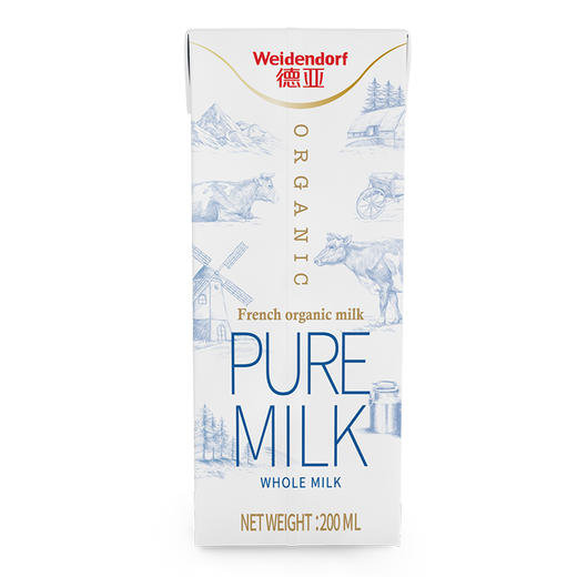德亚（Weidendorf）法国进口全脂高钙有机纯牛奶200ml*10盒 商品图6