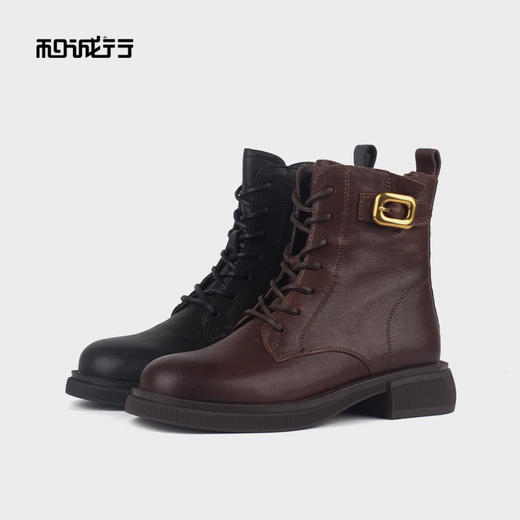 和诚行 2023秋冬新款厚底马丁靴女时尚百搭英伦风短靴0460233 商品图3