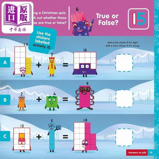 【中商原版】数字积木字母积木圣诞贴纸乐1 Numberblocks Christmas Sticker and Activity Book英文原版 活动玩具书节日贴纸书 商品图4