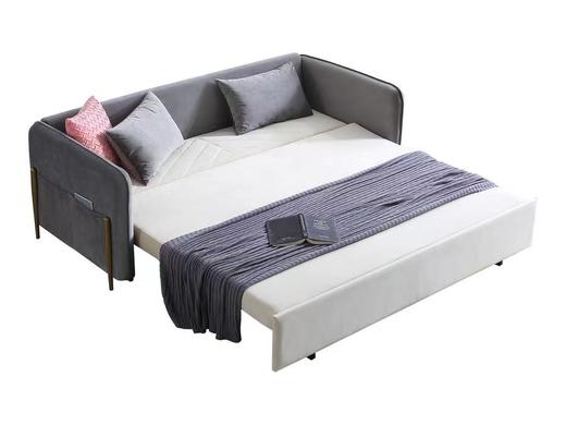 奥美 轻奢沙发床 亲肤绒布+五金功能架+实木框架+镀金脚[免费送装，偏远地区除外] 商品图3