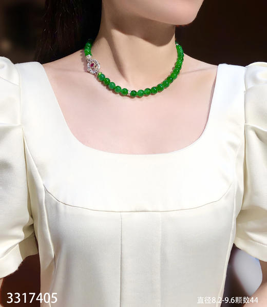 老坑艳绿珠链【3317405】具体价格微信咨询 商品图4