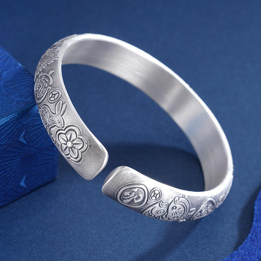 子佩集S999银【吉言】手镯【YS021】带金色嵌真金2309 商品图2