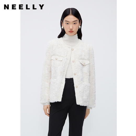 NEELLY纳俪商场同款香风毛绒短外套女冬新款精致名媛风仿麂皮上衣N23102M01064 商品图0